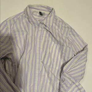 H and M Divided Lavender and Light Green Striped Shirt